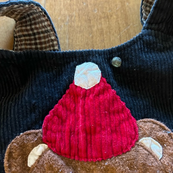 Black Corduroy Kids Overalls with Bear Design - Picture 2 of 15